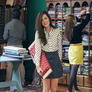 J Crew Factory Jacquard dot popover shirt.